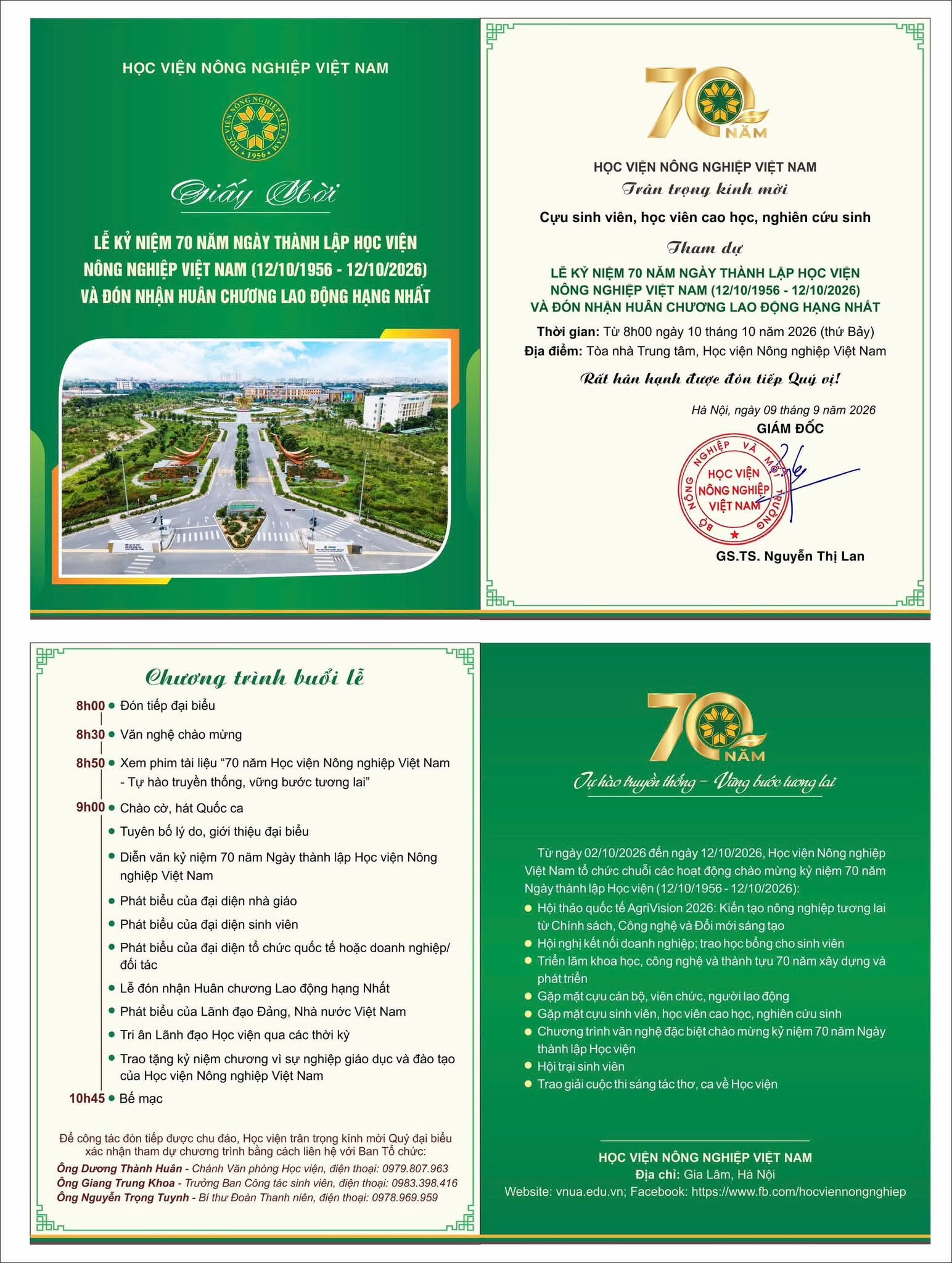 Thư mời cựu sinh viên, học viên, nghiên cứu sinh về dự Lễ Kỷ niệm 70 năm ngày thành lập Học viện